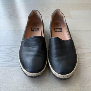 Fitflop Black Leather Slip-On Shoes